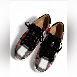 LOFT Plaid Sneakers - Red, Black, White